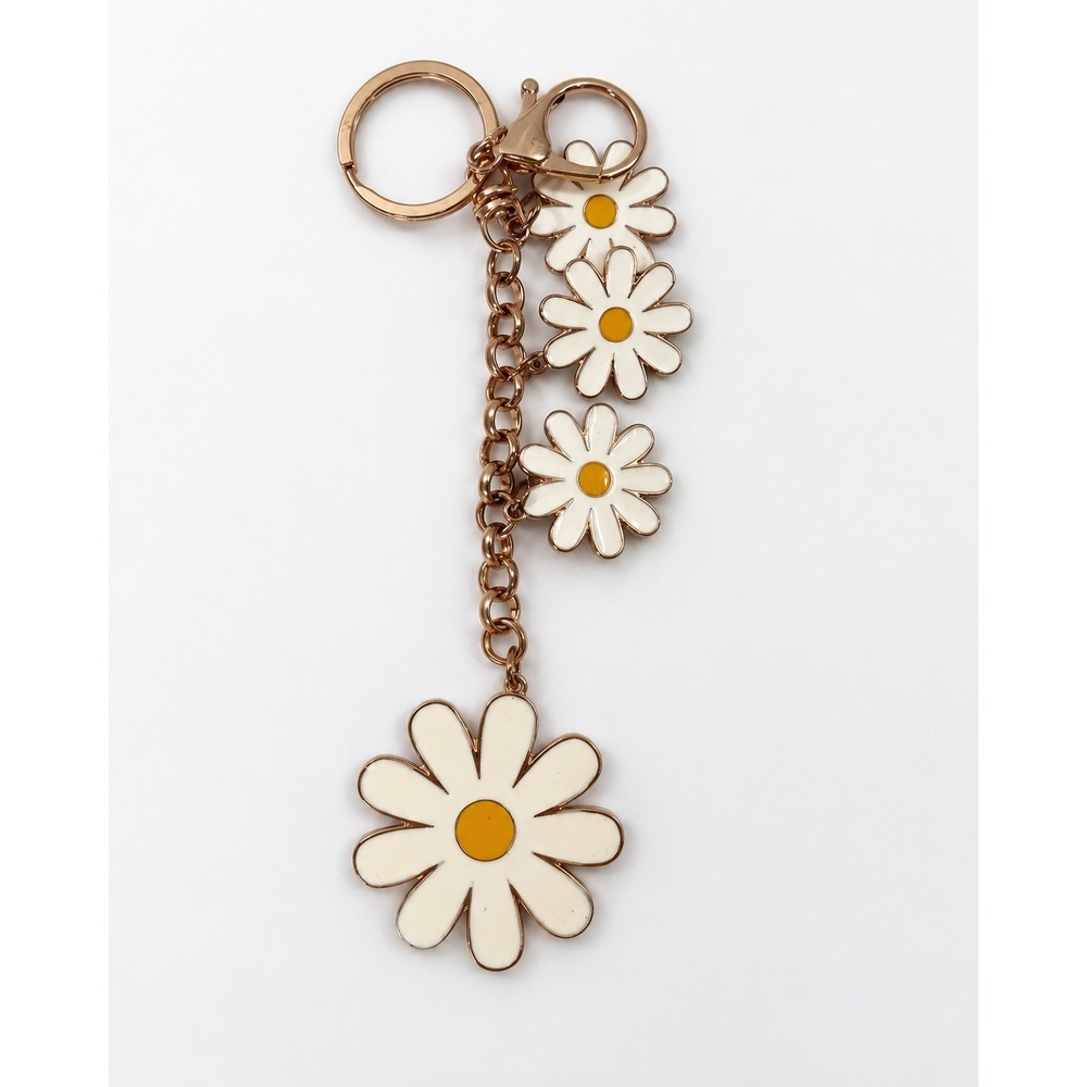 Approx. 6 Inch Long Rose Gold Tone Daisy Flower Keychain Bag Charm